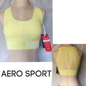 Aéropostale Sport Mesh Racerback Cutout Design Back in Neon Yellow Sz Med